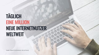 TÄGLICH
EINE MILLION
NEUE INTERNETNUTZER
WELTWEIT
Quelle: Digital 2019 (Hootsuite, We Are Social)
 