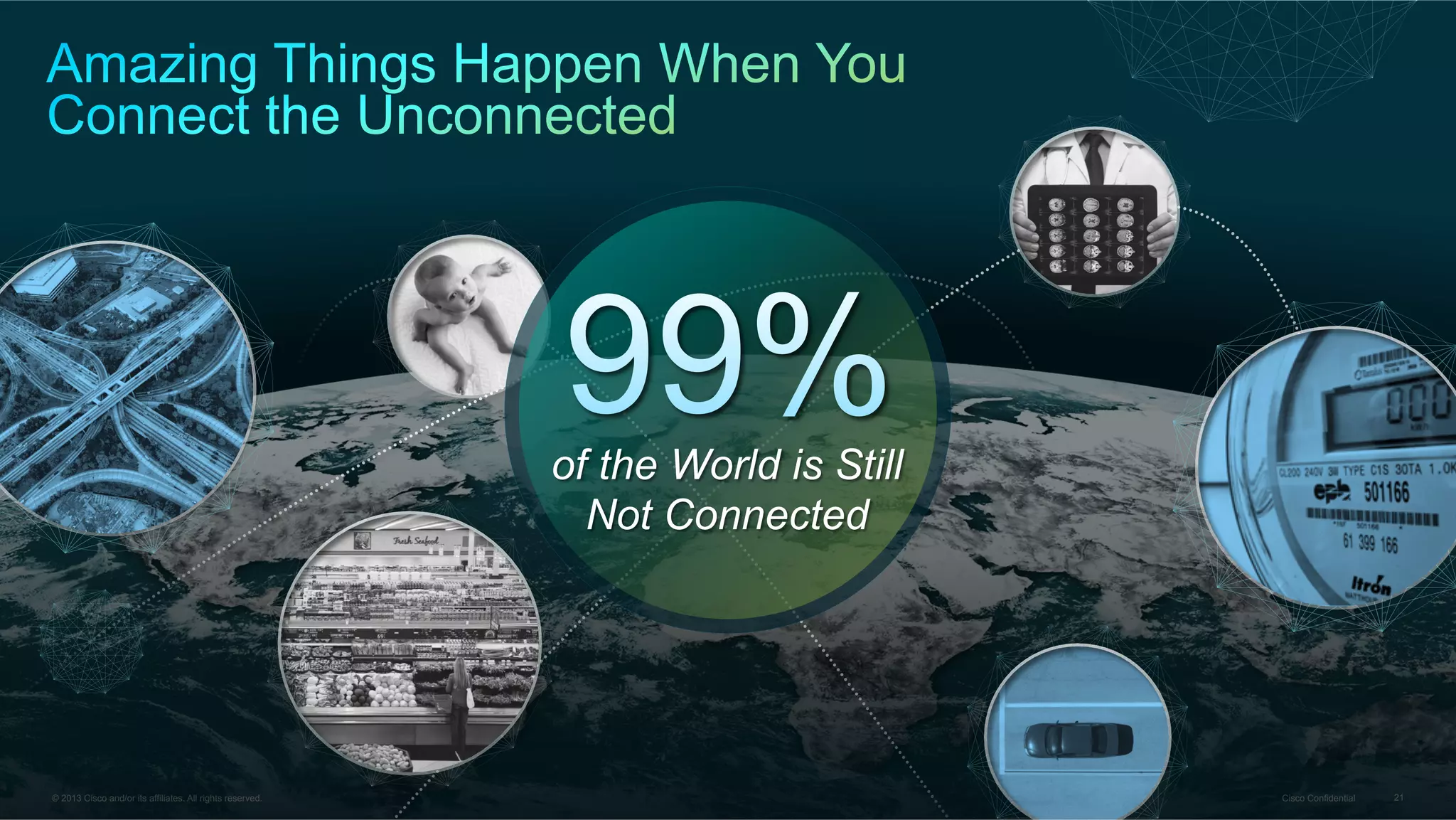 of the World is Still
Not Connected

© 2013 Cisco and/or its affiliates. All rights reserved.

Cisco Confidential

21

 