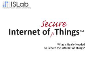 What is Really Needed
to Secure the Internet of Things?
 