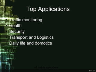 Top Applications <ul><li>Traffic monitoring </li></ul><ul><li>Health </li></ul><ul><li>Security </li></ul><ul><li>Transpor...