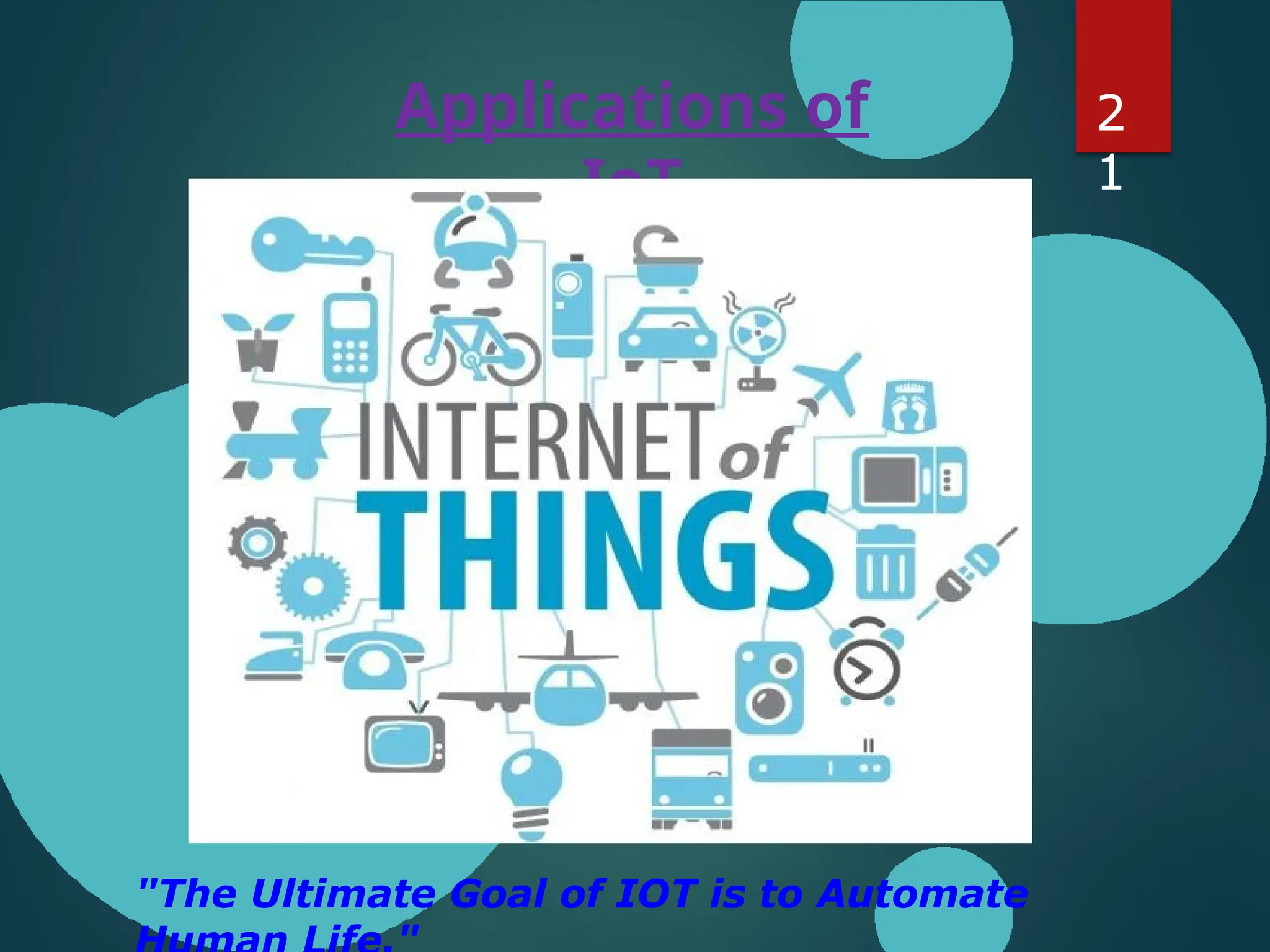 Applications of
IoT
"The Ultimate Goal of IOT is to Automate
2
1
 
