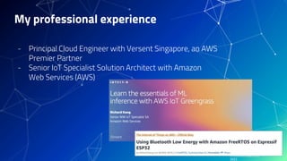 Richard.Kang@hv.io ©
2021
My professional experience
- Principal Cloud Engineer with Versent Singapore, an AWS
Premier Partner
- Senior IoT Specialist Solution Architect with Amazon
Web Services (AWS)
 