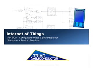 Internet of Things
ViaASICs – Configurable Mixed Signal Integration
“Sensor as a Service” Solutions
© Triad Semiconductor 2013
 