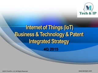 ©2015 TechIPm, LLC All Rights Reserved www.techipm.com
Internet of Things (IoT)
Business & Technology& Patent
IntegratedStrategy
4Q 2015
 