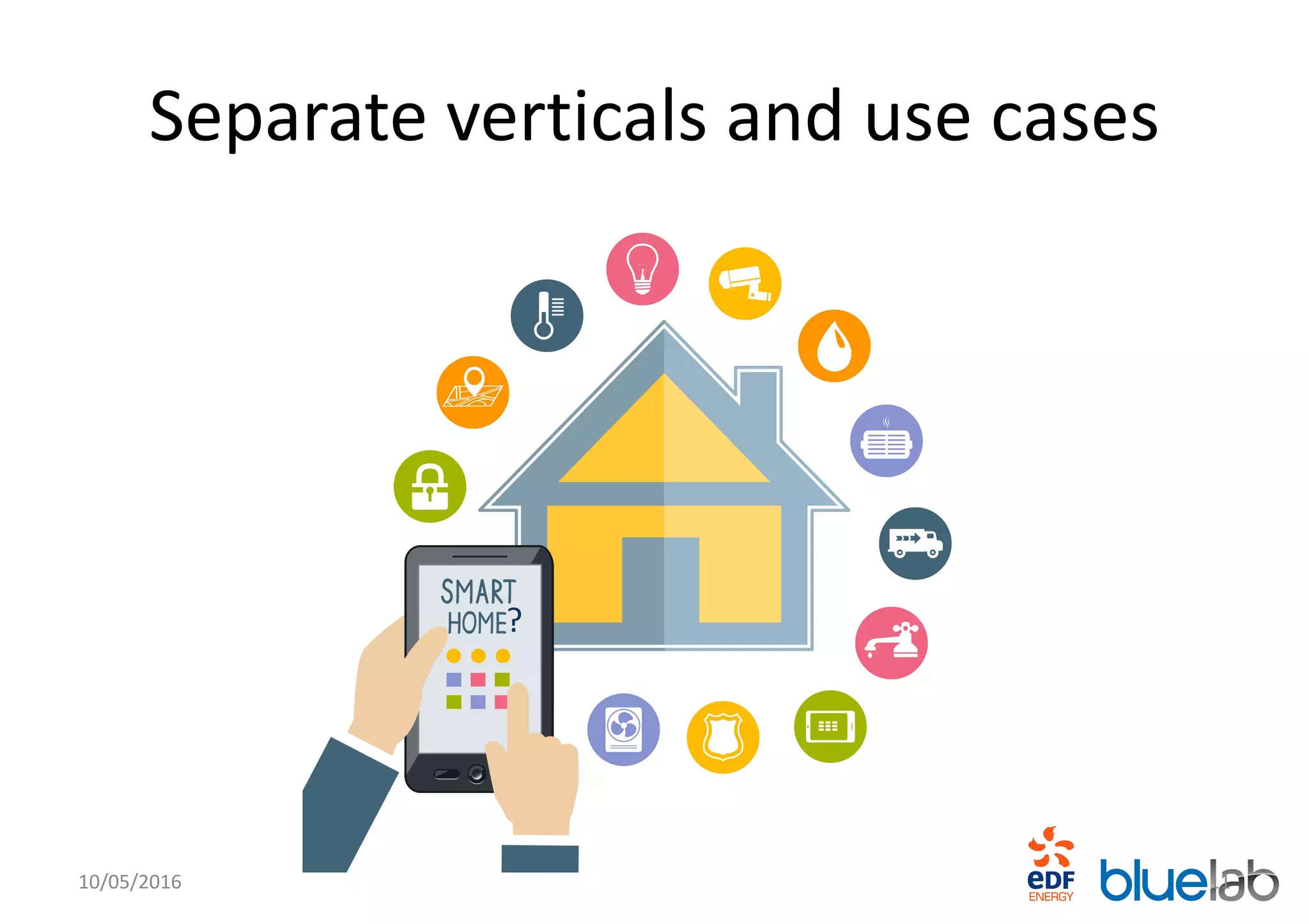 Separate verticals and use cases
10/05/2016 11
?