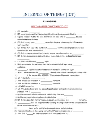 Internet of things Unit 1 one word | PDF