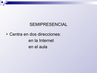 SEMIPRESENCIAL Centra en dos direcciones: en la Internet en el aula 