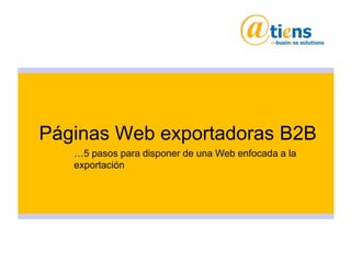Páginas Web exportadoras B2B
…5 pasos para disponer de una Web enfocada a la
exportación
 