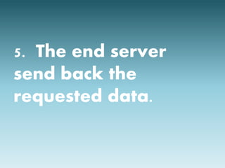5. The end server 
send back the 
requested data. 
 