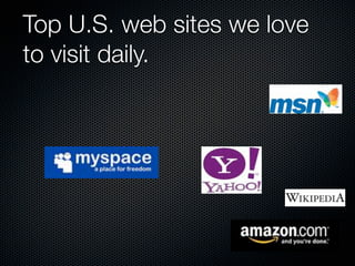 Top U.S. web sites we love
to visit daily.
 