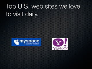 Top U.S. web sites we love
to visit daily.
 