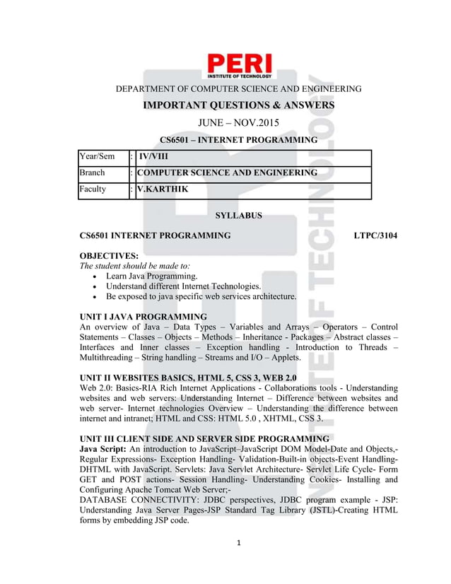 CS6501 - Internet programming | PDF