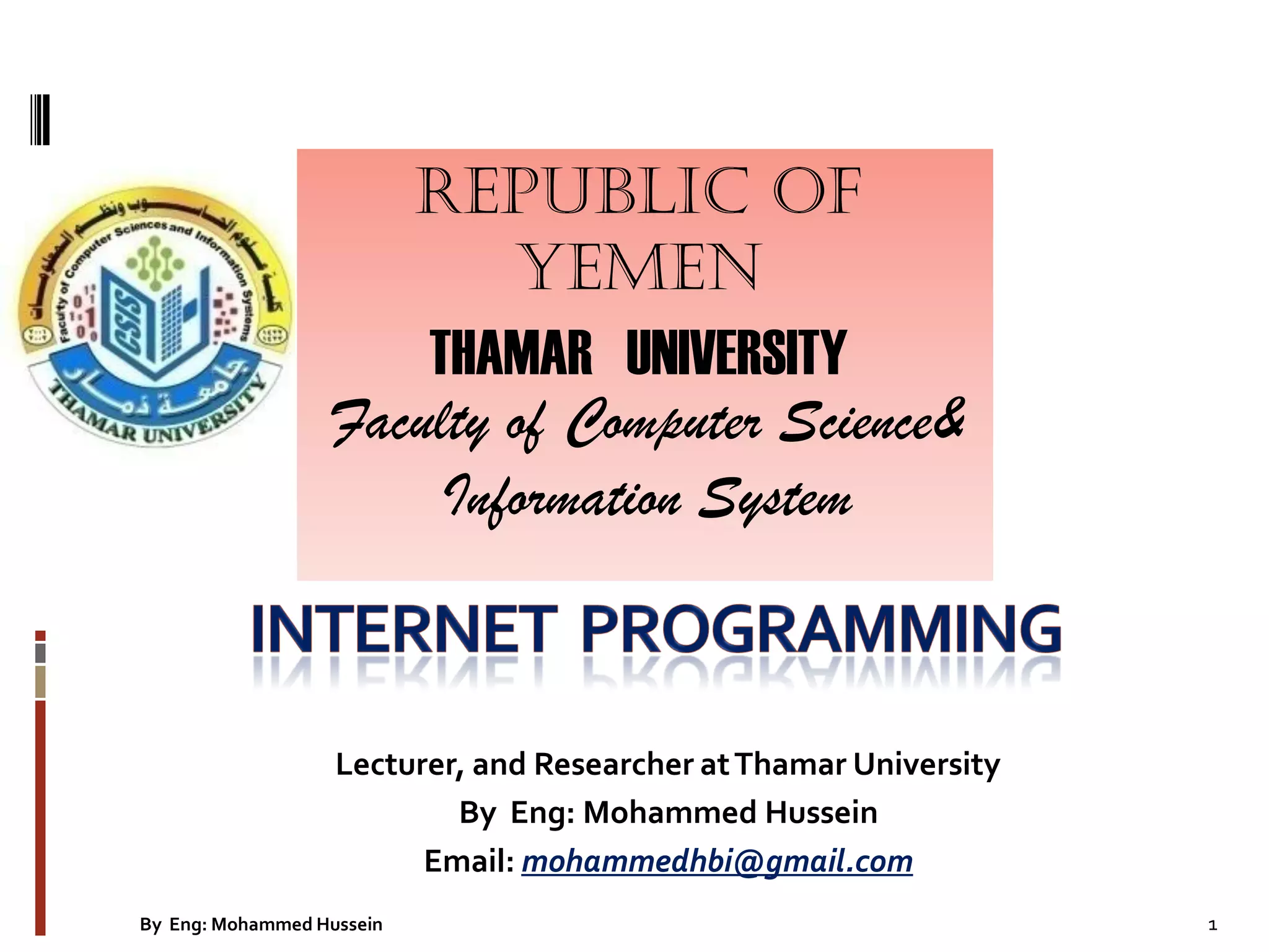 Internet programming lecture 1 | PDF | Web Design and HTML | Internet
