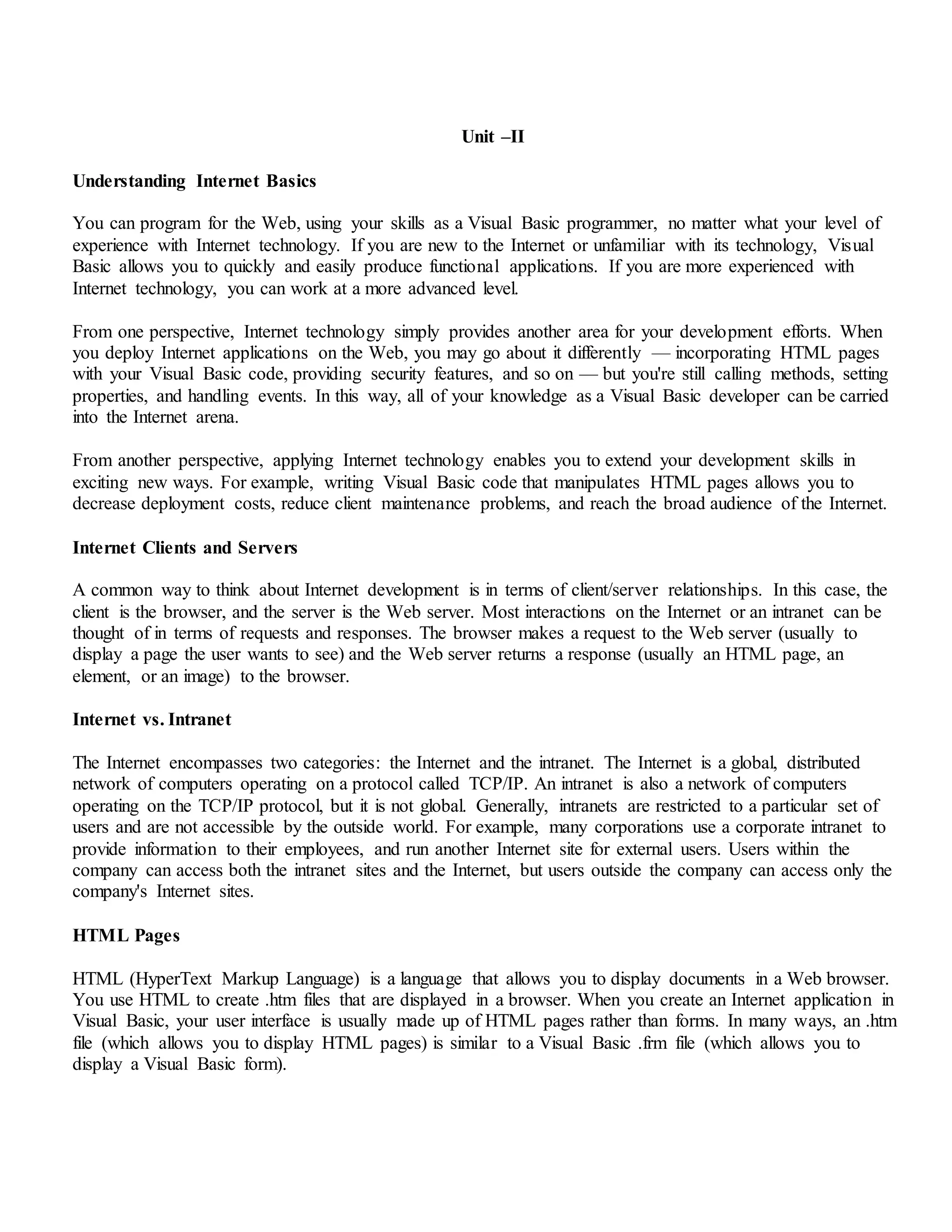 Internet programming notes | PDF