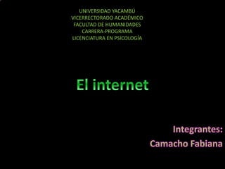 UNIVERSIDAD YACAMBÚ
VICERRECTORADO ACADÉMICO
FACULTAD DE HUMANIDADES
CARRERA-PROGRAMA
LICENCIATURA EN PSICOLOGÍA
 