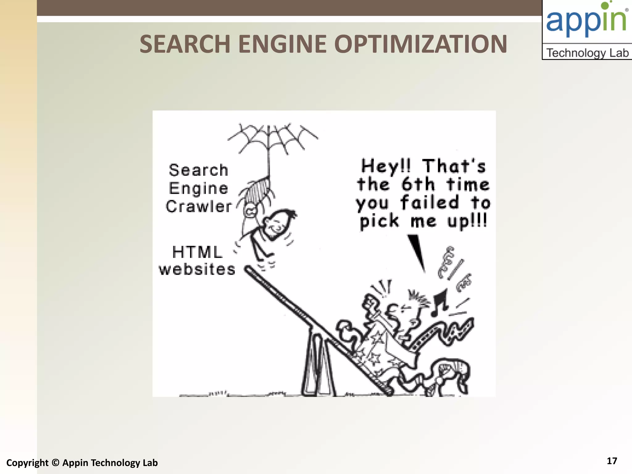 Copyright © Appin Technology Lab 17
SEARCH ENGINE OPTIMIZATION
 