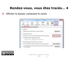 Rendez-vous, vous êtes tracés… 4 
 Afficher le dossier contenant le cache 
Clotilde Chauvin - Massignon - Octobre 
16 
2014 
 