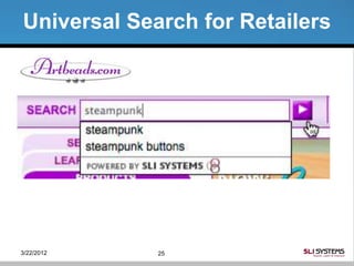Universal Search for Retailers




3/22/2012    25
 