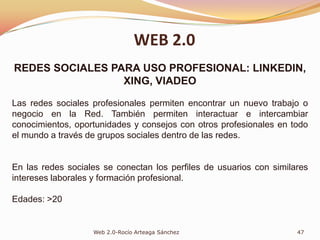  Otras: Twitter, Blogs, YouTube, Flickr.36Web 2.0-Rocío Arteaga SánchezWEB 2.0