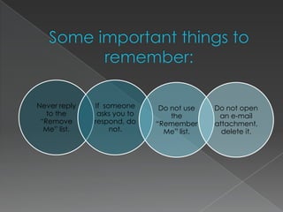 Some important things to remember: