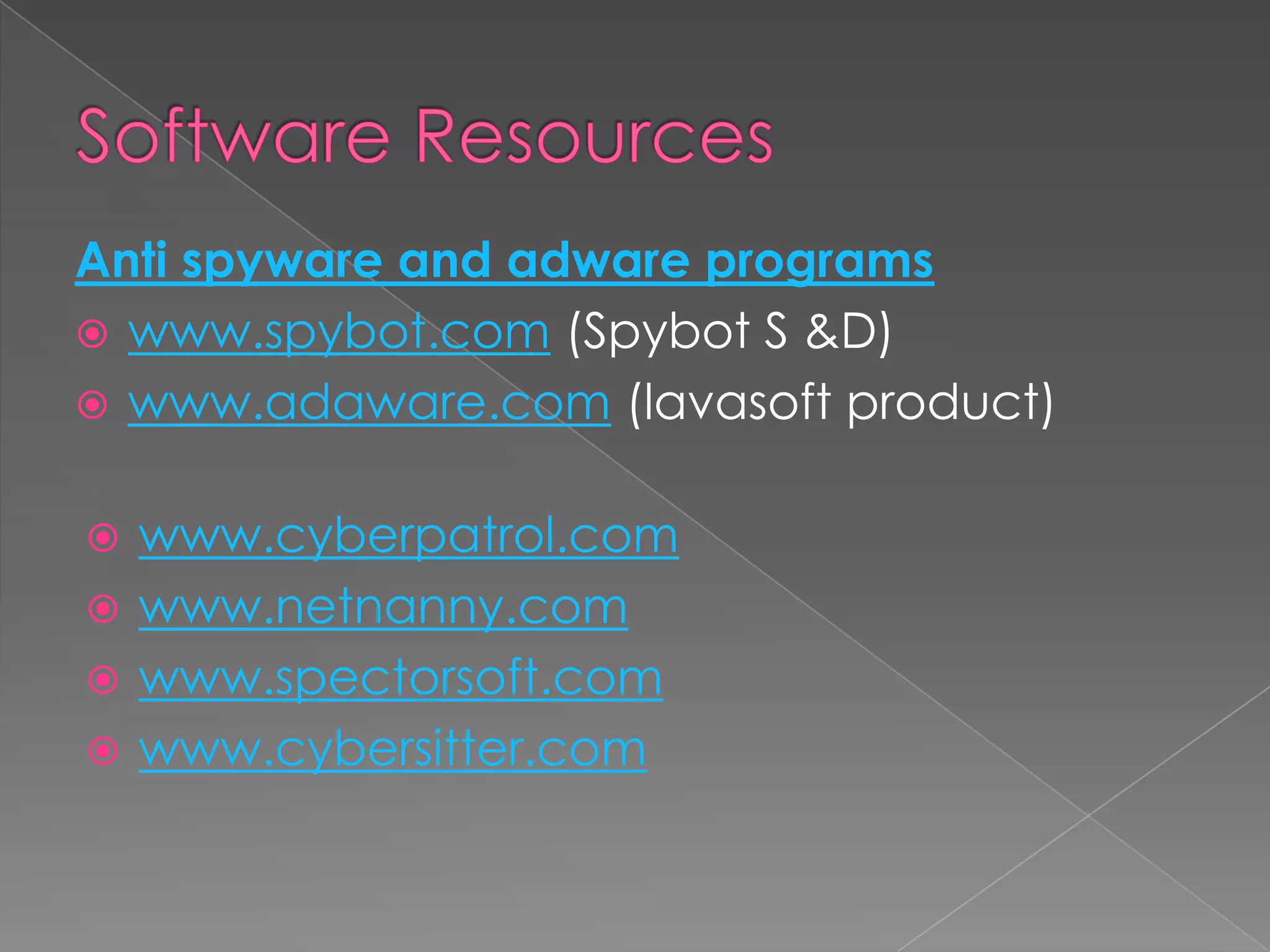 CyberbullyingFlaming – Online “fights” using electronic messages with inappropriate languageHarassment – Repeatedly sending offensive, rude, and insulting messagesDenigration – Sending or posting gossip or rumors about a person Impersonation – Posing to be someone else and making them look bad