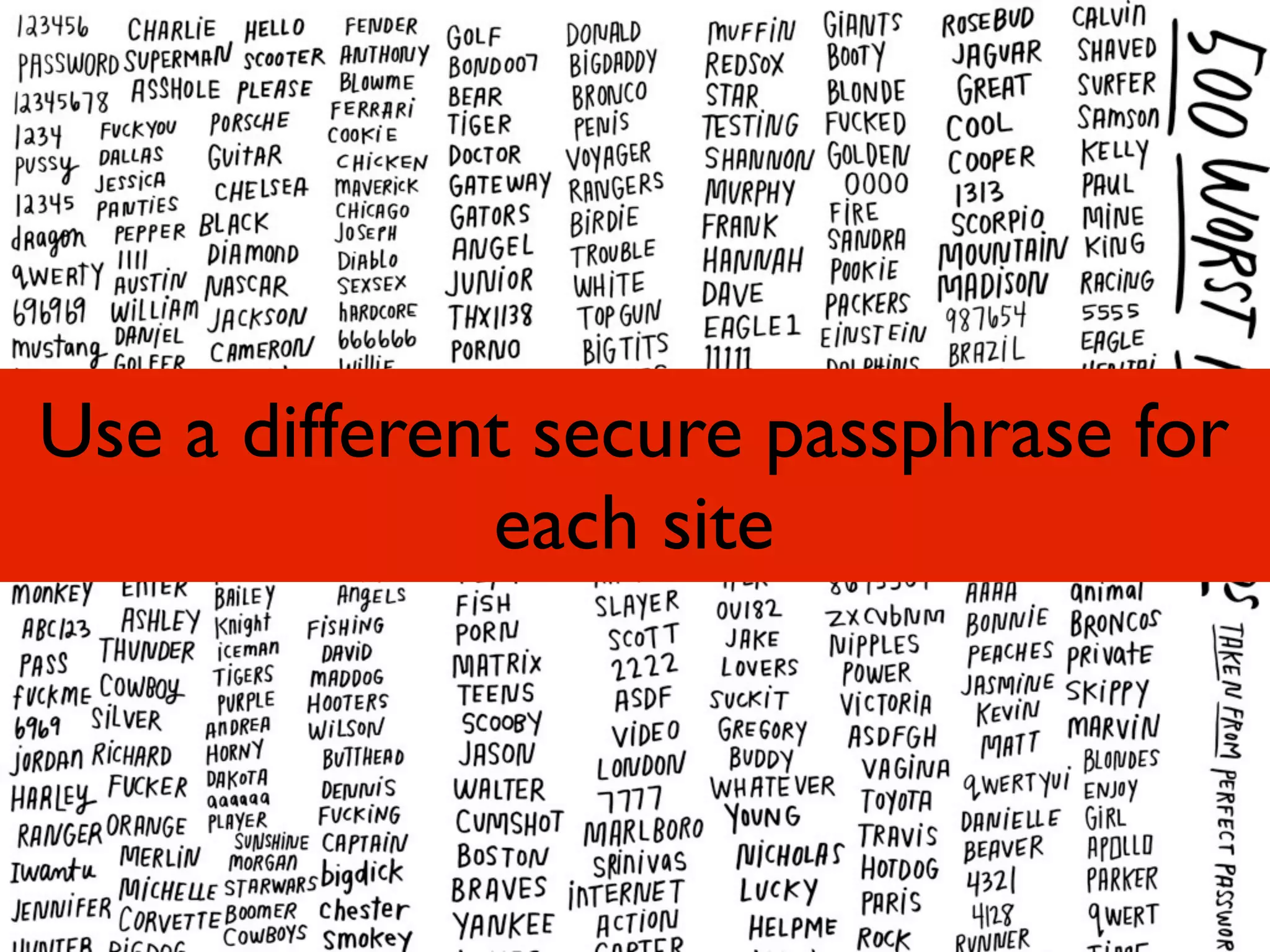 Use a different secure passphrase for
              each site
 
