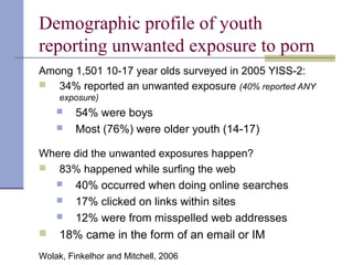 Youth exposure to pornography and violent web sites