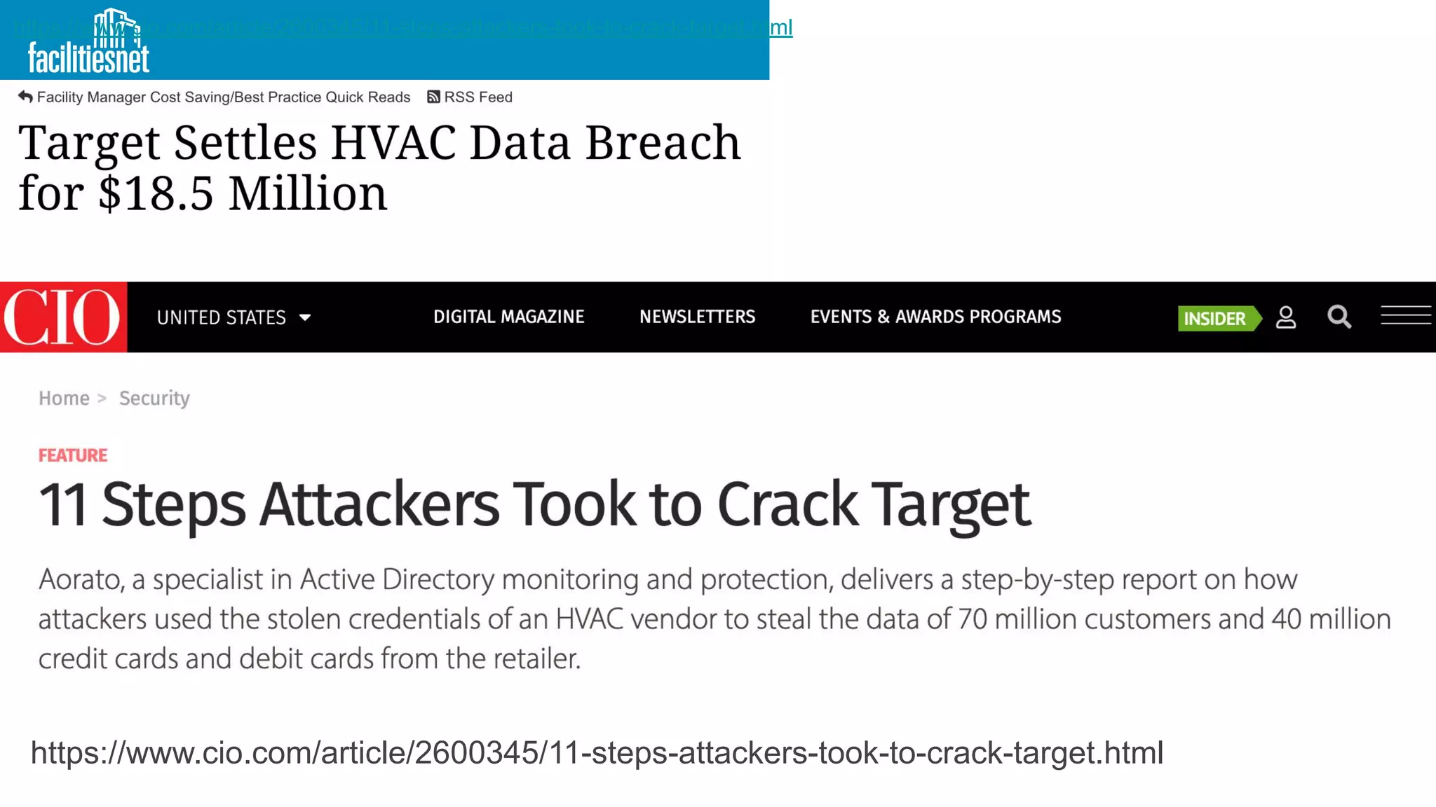 https://www.cio.com/article/2600345/11-steps-attackers-took-to-crack-target.html
https://www.cio.com/article/2600345/11-steps-attackers-took-to-crack-target.html
 