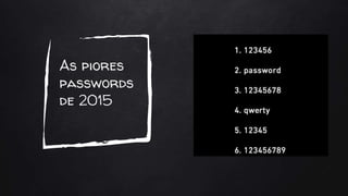As piores
passwords
de 2015
 