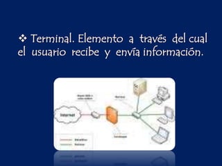  Terminal. Elemento a través del cual
el usuario recibe y envía información.
 