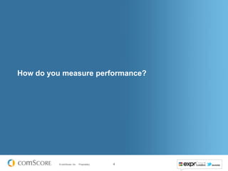 How do you measure performance?




          © comScore, Inc.   Proprietary.   4
 