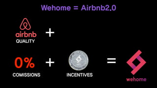 COMISSIONS
0%
INCENTIVES
+
+ =
QUALITY
Wehome = Airbnb2.0
 
