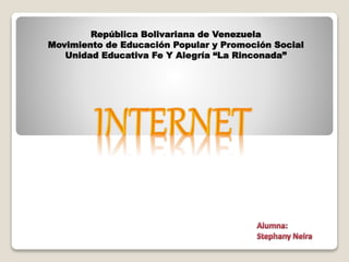 República Bolivariana de Venezuela
Movimiento de Educación Popular y Promoción Social
Unidad Educativa Fe Y Alegría “La Rinconada”
 