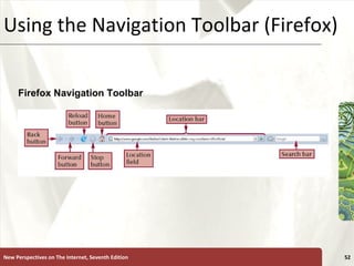 Using the Navigation Toolbar (Firefox) New Perspectives on The Internet, Seventh Edition Firefox Navigation Toolbar 