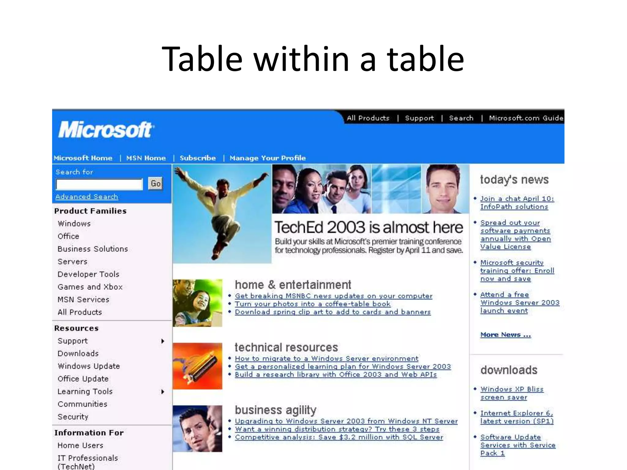 Table within a table
 