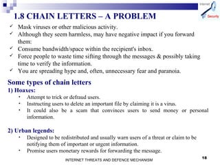 Internet threats and defence mechanism | PPT