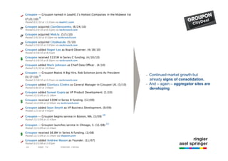 •   Continued market growth but
                                      already signs of consolidation.
                                  •   And – again – aggregator sites are
                                      developing




32   Sept `10   Internet Trends
 