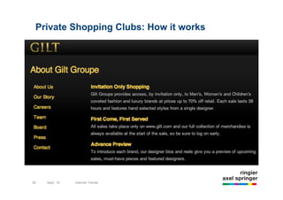 Private Shopping Clubs: How it works




35   Sept `10   Internet Trends
 