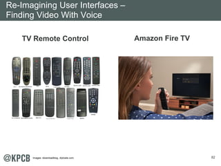 82 
Re-Imagining User Interfaces – 
Finding Video With Voice 
TV Remote Control Amazon Fire TV 
Images: idownloadblog, diytrade.com. 
 
