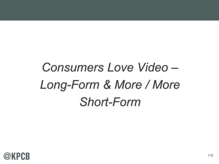 110
Consumers Love Video –
Long-Form & More / More
Short-Form
 