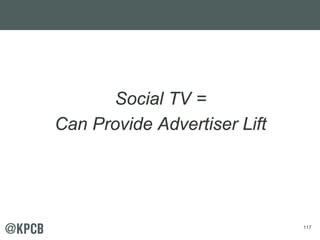 117
Social TV =
Can Provide Advertiser Lift
 