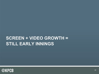 91
SCREEN + VIDEO GROWTH =
STILL EARLY INNINGS
91
 