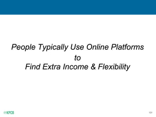 131
People Typically Use Online Platforms
to
Find Extra Income & Flexibility
 