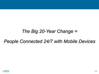 118
The Big 20-Year Change =
People Connected 24/7 with Mobile Devices
 