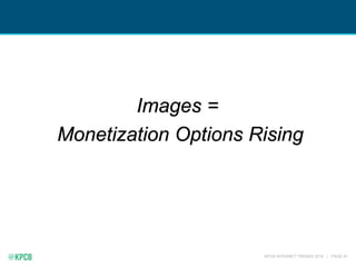 KPCB INTERNET TRENDS 2016 | PAGE 91
Images =
Monetization Options Rising
 