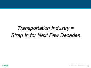KPCB INTERNET TRENDS 2016 | PAGE
158
Transportation Industry =
Strap In for Next Few Decades
 