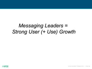 KPCB INTERNET TRENDS 2016 | PAGE 98
Messaging Leaders =
Strong User (+ Use) Growth
 