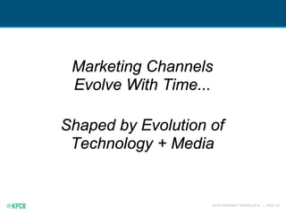 KPCB INTERNET TRENDS 2016 | PAGE 53
Marketing Channels
Evolve With Time...
Shaped by Evolution of
Technology + Media
 