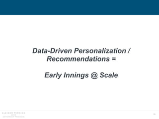 78
Data-Driven Personalization /
Recommendations =
Early Innings @ Scale
 