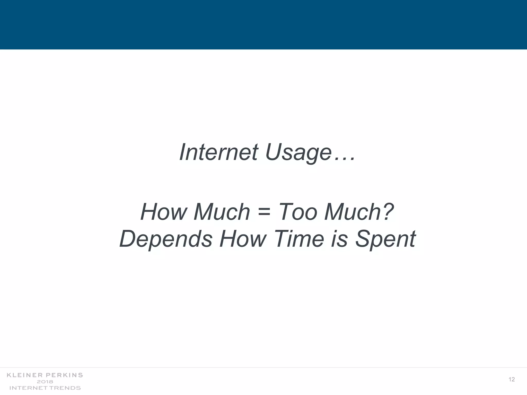 12
Internet Usage…
How Much = Too Much?
Depends How Time is Spent
 